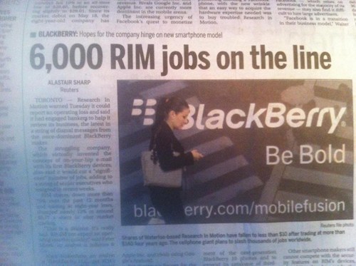 6000 rim jobs on the line - n Sneh tly more tha The Increasing in the mobile we are experienc cy of o ur could Beach cebook' que ten Martin y e the O " . Blackberry Hopes for the company hinge on new smartphone model 6,000 Rim jobs on the line B BlackBerr