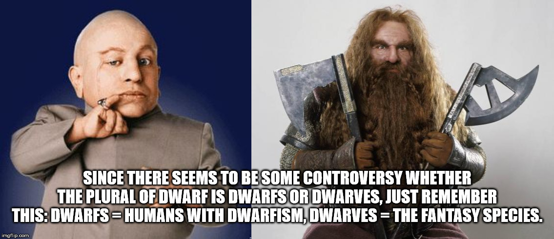 lord of the rings axe man - Since There Seems To Be Some Controversy Whether The Plural Of Dwarf Is Dwarfs Or Dwarves. Just Remember This Dwarfs Humans With Dwarfism, Dwarves The Fantasy Species. imgflip.com