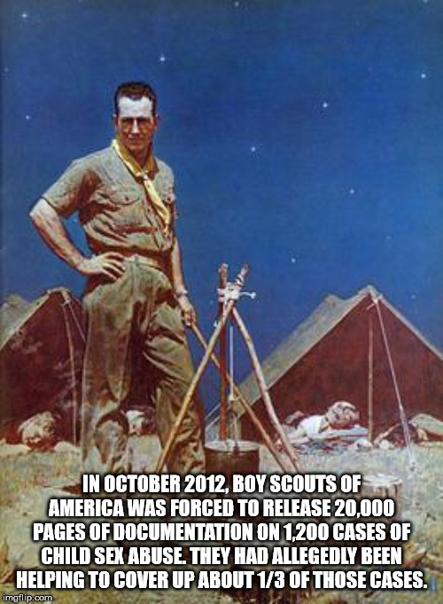 facts - norman rockwell the scoutmaster - In Boy Scouts Of America Was Forced To Release 20,000 Pages Of Documentation On 1.200 Cases Of Child Sex Abuse. They Had Allegedly Been Helping To Cover Up About 13 Of Those Cases. imgflip.com