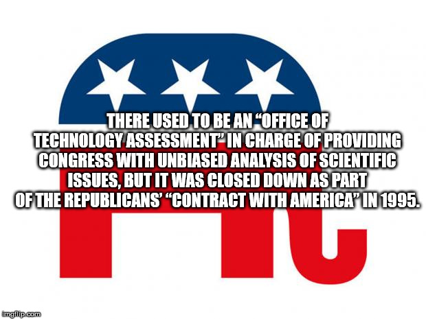 diagram - There Used To Be An "Office Of Technology Assessment In Charge Of Providing Congress With Unbiased Analysis Of Scientific Issues, But It Was Closed Down As Part Of The Republicans Contract With America In 1995. imgflip.com