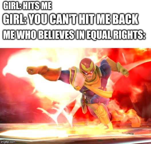 falcon punch - GirlHits Me Girl. You Canthit Me Back Mewho Believes In Equal Rights imgflip.com