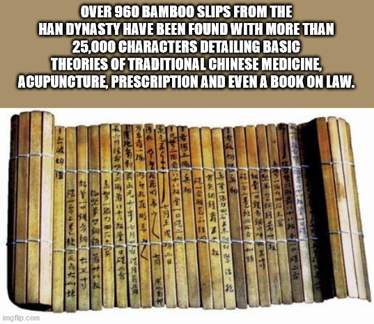 ancient chinese books - Over 960 Bamboo Slips From The Han Dynasty Have Been Found With More Than 25,000 Characters Detailing Basic Theories Of Traditional Chinese Medicine, Acupuncture Prescription And Even A Book On Law. ent fun in . , imgflip.com