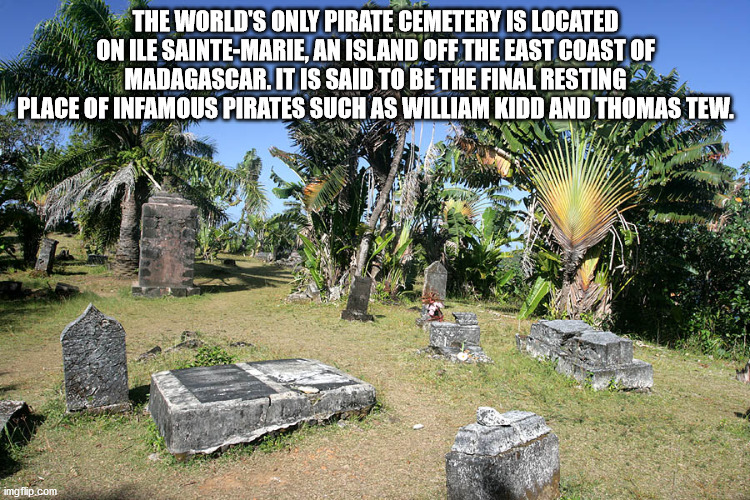 st marie pirate island - The World'S Only Pirate Cemetery Is Located On Ile SainteMarie, An Island Off The East Coast Of Madagascar. It Is Said To Be The Final Resting Place Of Infamous Pirates Such As William Kidd And Thomas Tew. imgflip.com