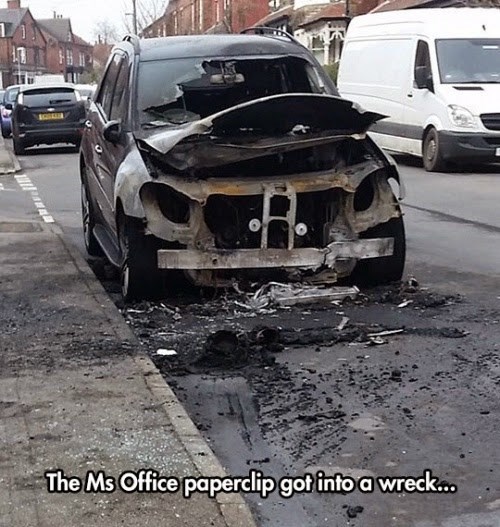 clippy memes - The Ms Office paperclip got into a wreck...