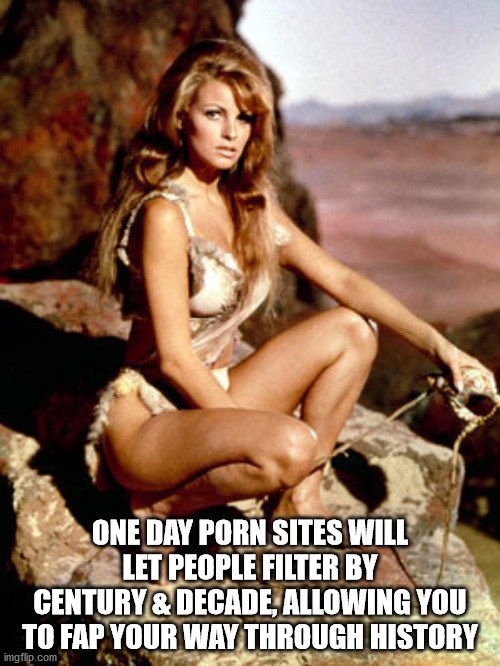 1 million years bc raquel welch - One Day Porn Sites Will Let People Filter By Century & Decade, Allowing You To Fap Your Way Through History imgflip.com