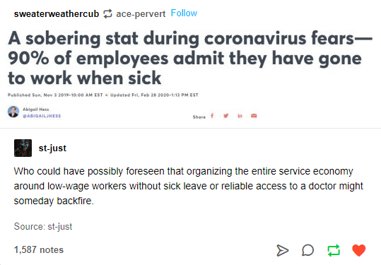 document - sweaterweathercubacepervert A sobering stat during coronavirus fears 90% of employees admit they have gone to work when sick Published on Est. Updated Fit 112 Pm Est Abigail Here Abigailiness stjust Who could have possibly foreseen that organiz