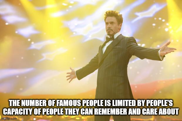 The Number Of Famous People Is Limited By People'S Capacity Of People They Can Remember And Care About imgflip.com