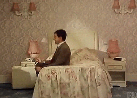 mr bean jumping on bed gif