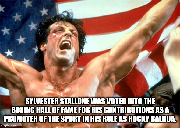 rocky 4 celebration - Sylvester Stallone Was Voted Into The Boxing Hall Of Fame For His Contributions As A Promoter Of The Sport In His Role As Rocky Balboa. imgflip.com
