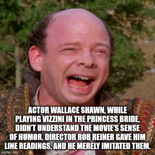 princess bride sicilian - Actor Wallace Shawn, While Playing Vizzini In The Princess Bride, Didn'T Understand The Movie'S Sense Of Humor. Director Rob Reiner Gave Him Line Readings. And He Merely Imitated Them. imgflip.com