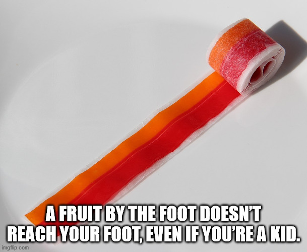 you mean to tell me - A Fruit By The Foot Doesn'T Reach Your Foot, Even If You'Re A Kid. imgflip.com