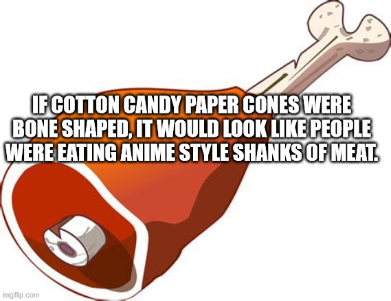 clip art - ca If Cotton Candy Paper Cones Were Bone Shaped, It Would Look People Were Eating Anime Style Shanks Of Meat. imgflip.com
