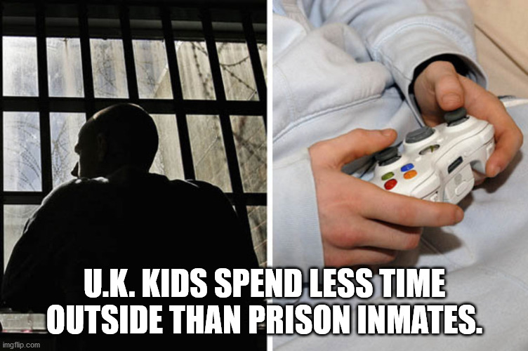 U.K. Kids Spend Less Time Loutside Than Prison Inmates. imgflip.com