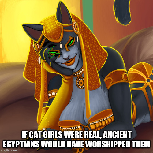cartoon - If Cat Girls Were Real, Ancient Egyptians Would Have Worshipped Them imgflip.com