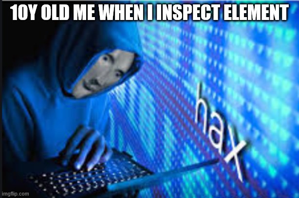 hax meme - 10Y Old Me When I Inspect Element imgflip.com