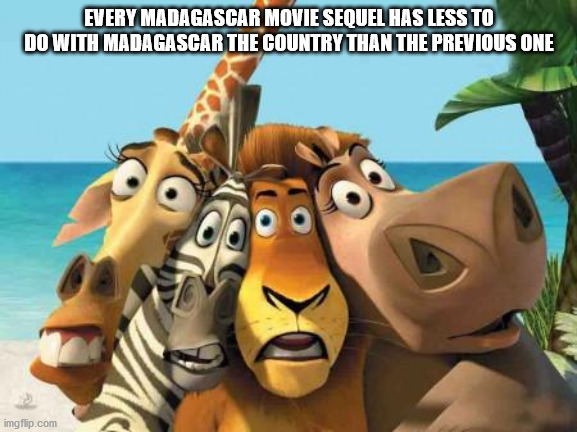 animals of madagascar movie - Every Madagascar Movie Sequel Has Less To Do With Madagascar The Country Than The Previous One imgflip.com