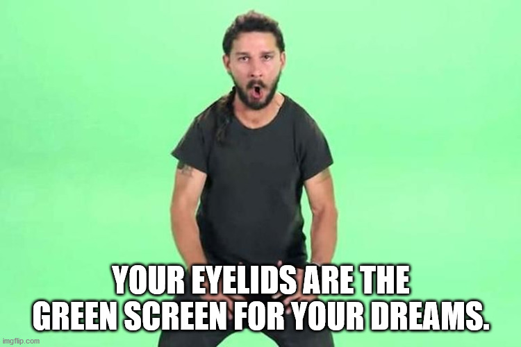 thought you were never coming - Your Eyelids Are The Green Screen For Your Dreams. imgflip.com