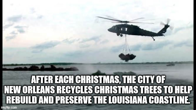 helicopter rotor - After Each Christmas, The City Of New Orleans Recycles Christmas Trees To Help Rebuild And Preserve The Louisiana Coastline. imgflip.com
