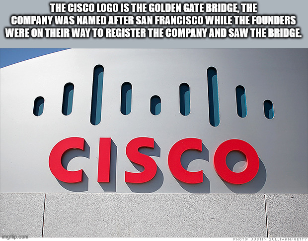 The Cisco Logo Is The Golden Gate Bridge, The Company Was Named After San Francisco While The Founders Were On Their Way To Register The Company And Saw The Bridge.