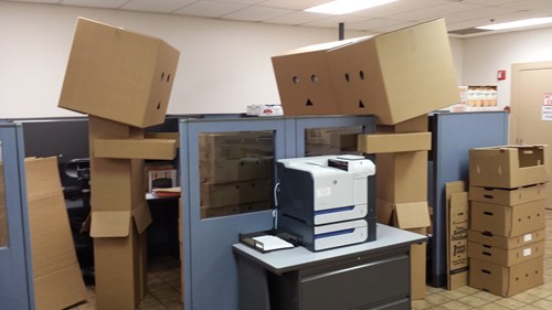 office cubicle cardboard boxes