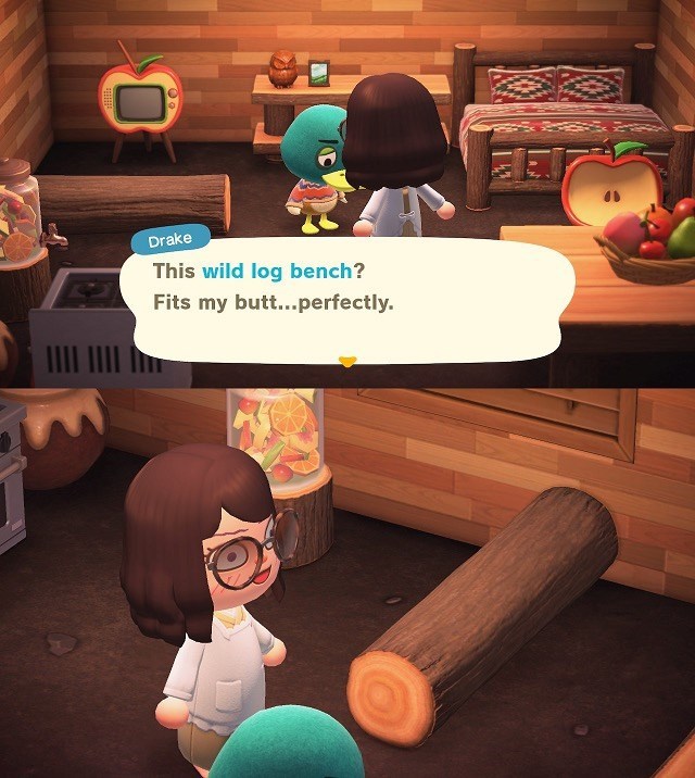 wild log bench animal crossing new horizons - Drake This wild log bench? Fits my butt...perfectly.