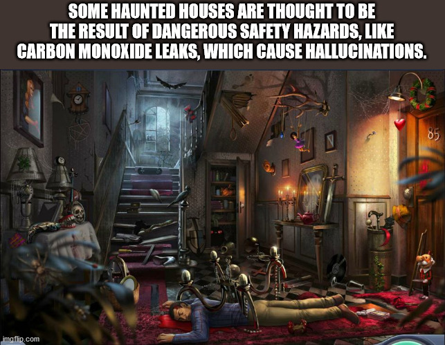 pc game - Some Haunted Houses Are Thought To Be The Result Of Dangerous Safety Hazards. Carbon Monoxide Leaks, Which Cause Hallucinations. imgflip.com