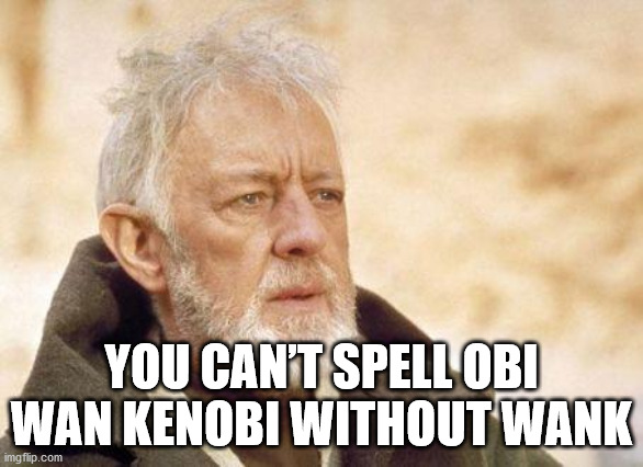 photo caption - You Can'T Spell Obi Wan Kenobi Without Wank imgflip.com