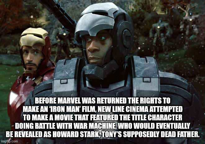 iron man 2 war machine - Before Marvel Was Returned The Rights To Make An Iron Man' Film, New Line Cinema Attempted To Make A Movie That Featured The Title Character Doing Battle With War Machine, Who Would Eventually Be Revealed As Howard Stark Tony'S Su