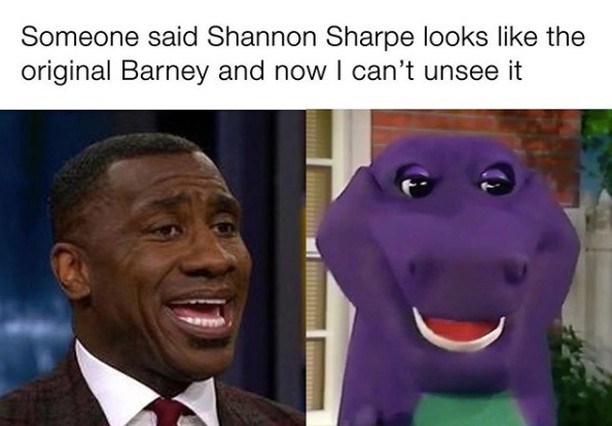 quotes - Someone said Shannon Sharpe looks the original Barney and now I can't unsee it