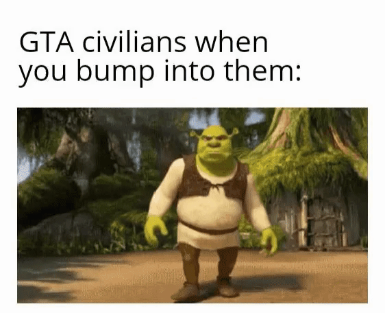 shrek gif - Gta civilians when you bump into them