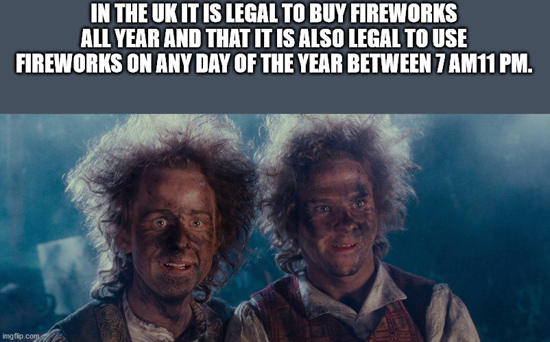 merry and pippin fireworks - In The Uk It Is Legal To Buy Fireworks All Year And That It Is Also Legal To Use Fireworks On Any Day Of The Year Between 7 AM11 Pm. imgflip.com