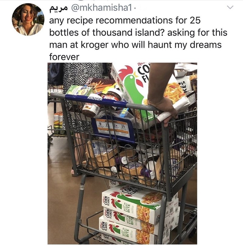hoarding thousand island - mkhamisha10@ any recipe recommendations for 25 bottles of thousand island? asking for this man at kroger who will haunt my dreams forever Sno Kes Corn Porn 8418 Flakes Bite Corn Estin 419
