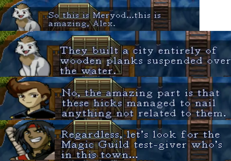 games - So this is Meryod...this is amazing, Alex. They built a city entirely of wooden planks suspended over the water. No, the amazing part is that these hicks managed to nail anything not related to them. Regardless, let's look for the Magic Guild test