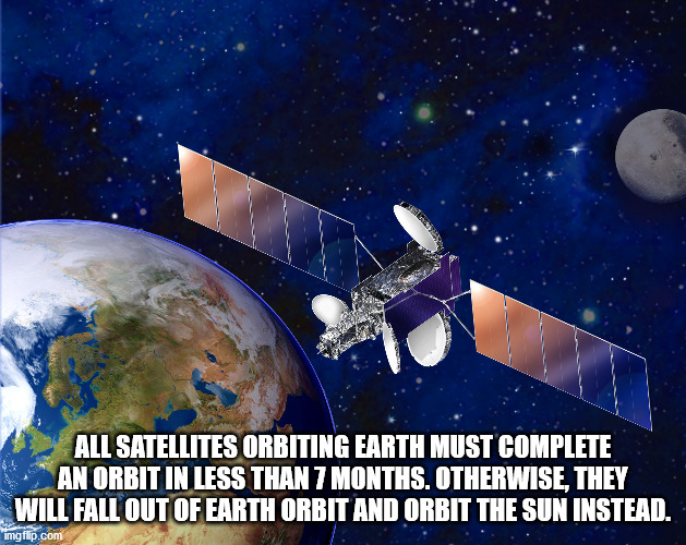 All Satellites Orbiting Earth Must Complete An Orbit In Less Than 7 Months. Otherwise, They Will Fall Out Of Earth Orbit And Orbit The Sun Instead.