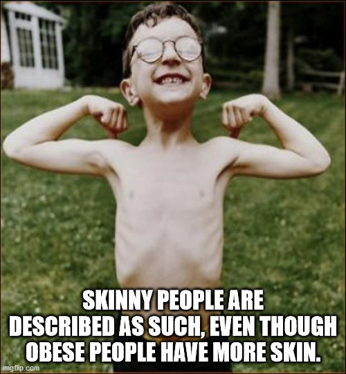 skinny kid memes - Skinny People Are Described As Such, Even Though Obese People Have More Skin. imgflip.com