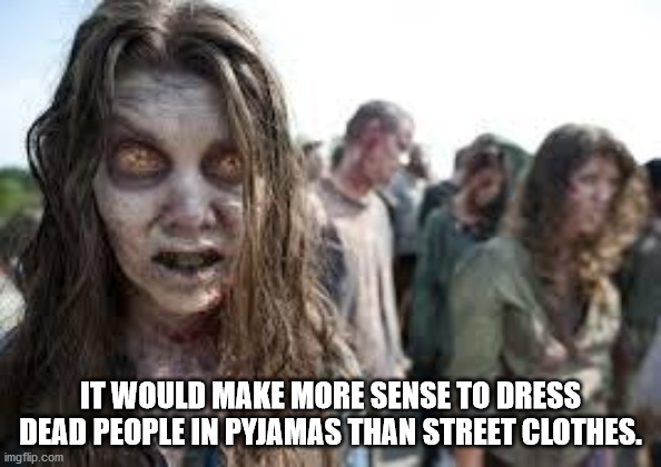 walking dead zombie makeup - It Would Make More Sense To Dress Dead People In Pyjamas Than Street Clothes. imgflip.com