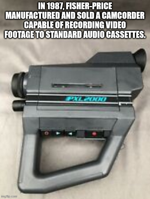angle - In 1987, FisherPrice Manufactured And Sold A Camcorder Capable Of Recording Video Footage To Standard Audio Cassettes. Palen imgflip.com