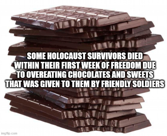 alpesh patel - Some Holocaust Survivors Died Within Their First Week Of Freedom Due To Overeating Chocolates And Sweets That Was Given To Them By Friendly Soldiers imgflip.com