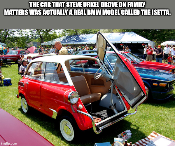 vintage car - The Car That Steve Urkel Drove On Family Matters Was Actually A Real Bmw Model Called The Isetta. imgflip.com