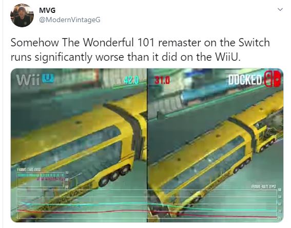 engineering - Mvg Somehow The Wonderful 101 remaster on the Switch runs significantly worse than it did on the WiiU. Wii U 142.0 Docked Five Times Femde Alte Gps