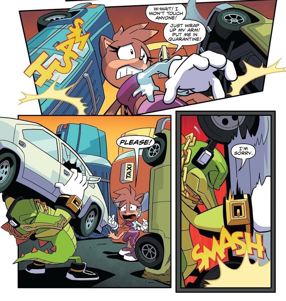 sonic comics moments - WWait! I Won'T Touch Anyone! Just Wrap Up My Arm! Put Me In Quarantine! A Please! M I'M Sorry. Taxi