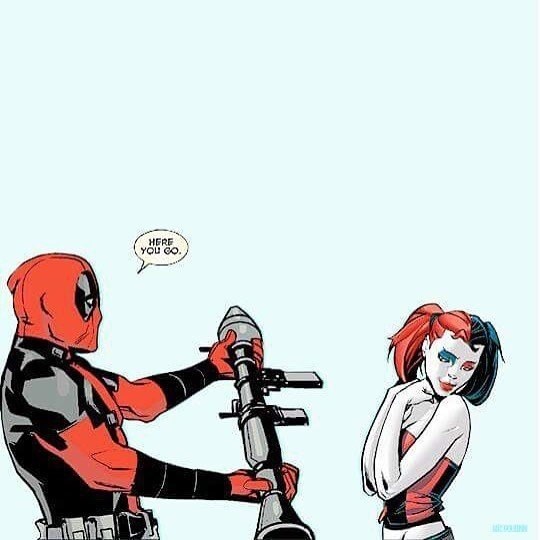 romantic deadpool and harley quinn - Here You Go