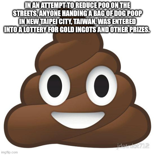 cartoon - In An Attempt To Reduce Poo On The Streets, Anyone Handing A Bag Of Dog Poop In New Taipei City, Taiwan, Was Entered Into A Lottery For Gold Ingots And Other Prizes. Oo idet dot 712 imgflip.com