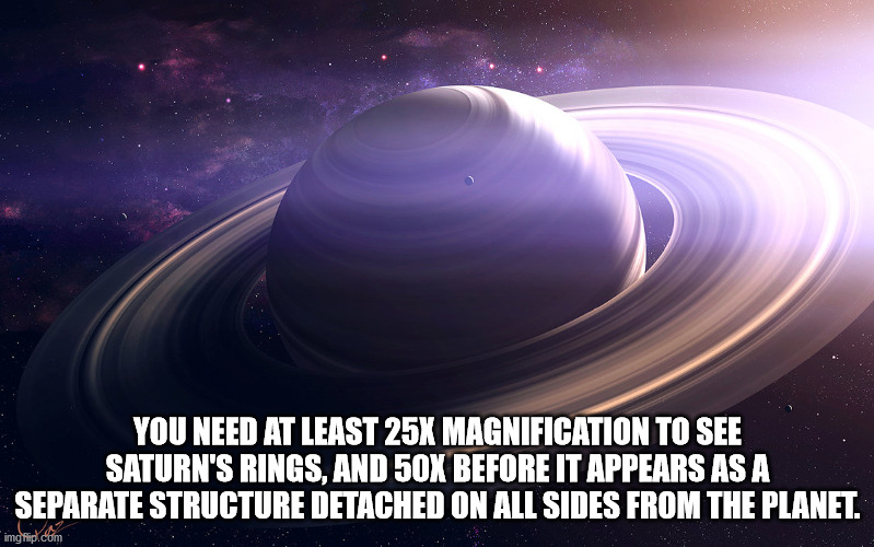 You Need At Least 25X Magnification To See Saturn'S Rings, And 50X Before It Appears As A Separate Structure Detached On All Sides From The Planet.