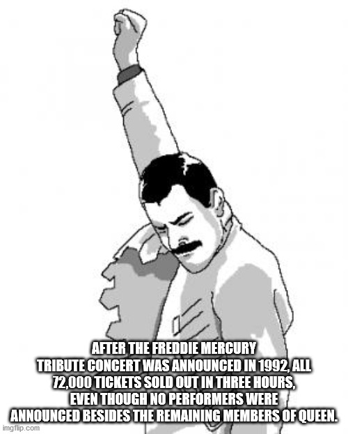 After The Freddie Mercury Tribute Concert Was Announced In 1992, All 12,000 Tickets Sold Out In Three Hours, Even Though No Performers Were Announced Besides The Remaining Members Of Queen.