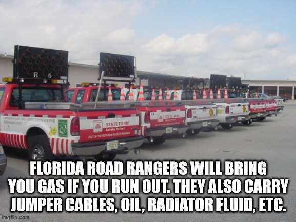 thinking raptor - R6 State Farm Florida Road Rangers Will Bring You Gas If You Run Out. They Also Carry Jumper Cables, Oil, Radiator Fluid, Etc. imgflip.com