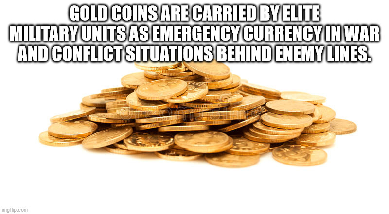 saving - Gold Coins Are Carried By Elite Military Units As Emergency Currency In War And Conflict Situations Behind Enemy Lines. imgflip.com