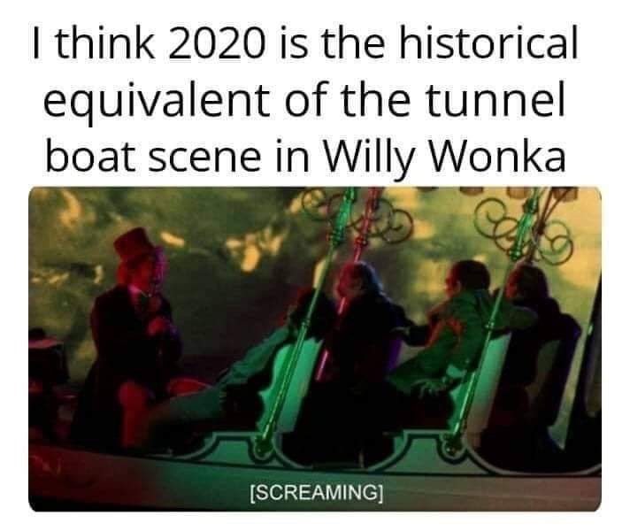 willy wonka boat ride meme - I think 2020 is the historical equivalent of the tunnel boat scene in Willy Wonka Screaming