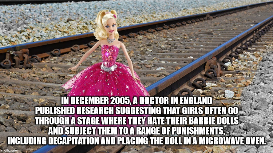 photo caption - In , A Doctor In England Published Research Suggesting That Girls Often Go Through A Stage Where They Hate Their Barbie Dolls And Subject Them To A Range Of Punishments, Including Decapitation And Placing The Doll In A Microwave Oven. imgf