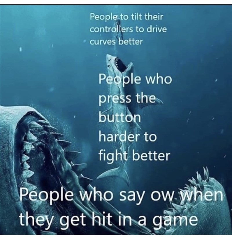 lyrics - People to tilt their controllers to drive curves better People who press the button harder to fight better People who say ow when they get hit in a game
